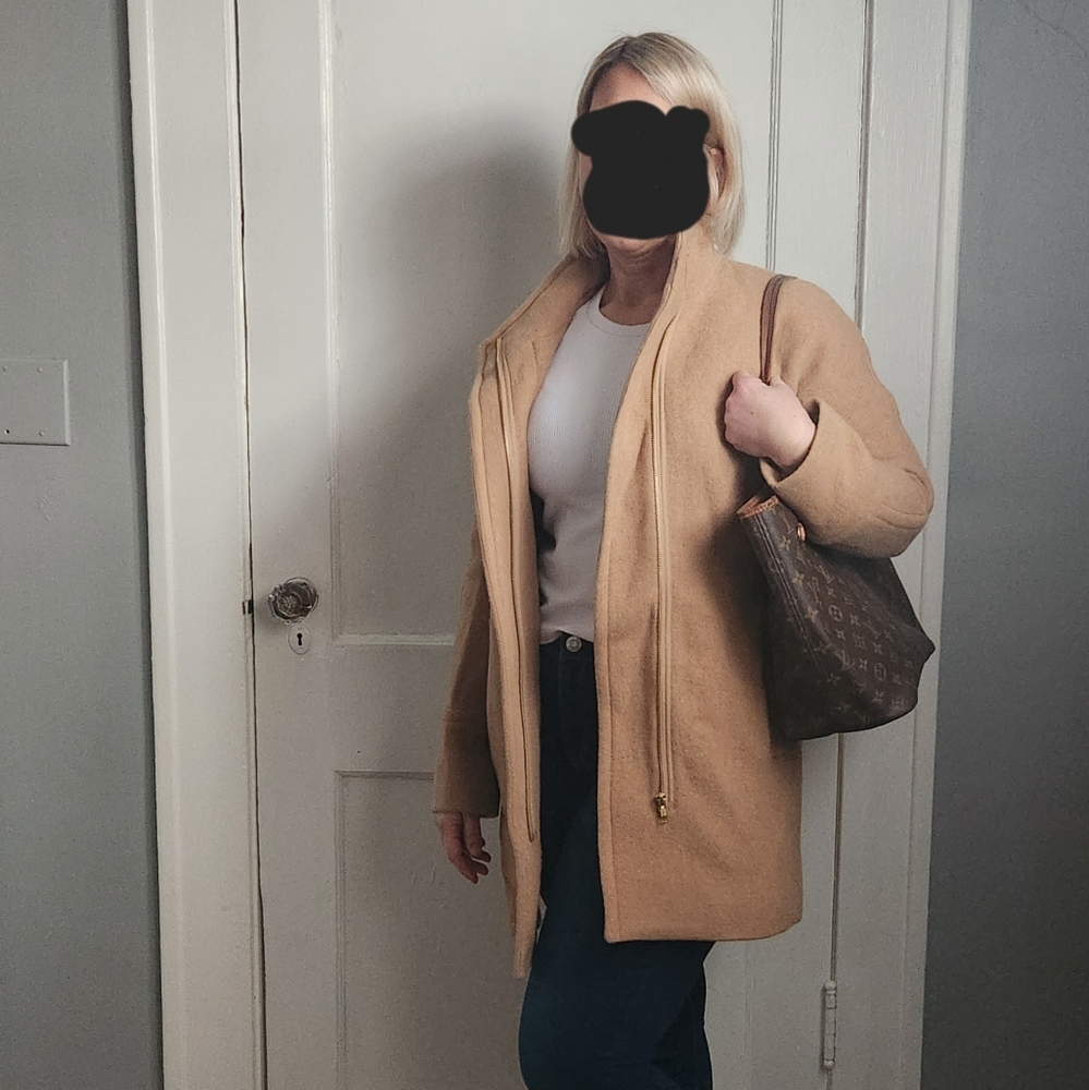 J Crew Cocoon Tan Wool Coat
